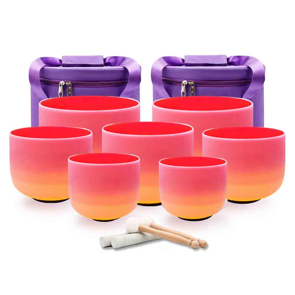 Healing Crystal Set - Set Mangkuk Kristal Kuarsa Berwarna Pelangi
